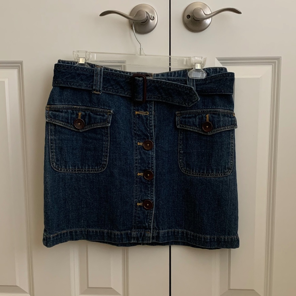 BODEN Button Down Jean Skirt with Belt